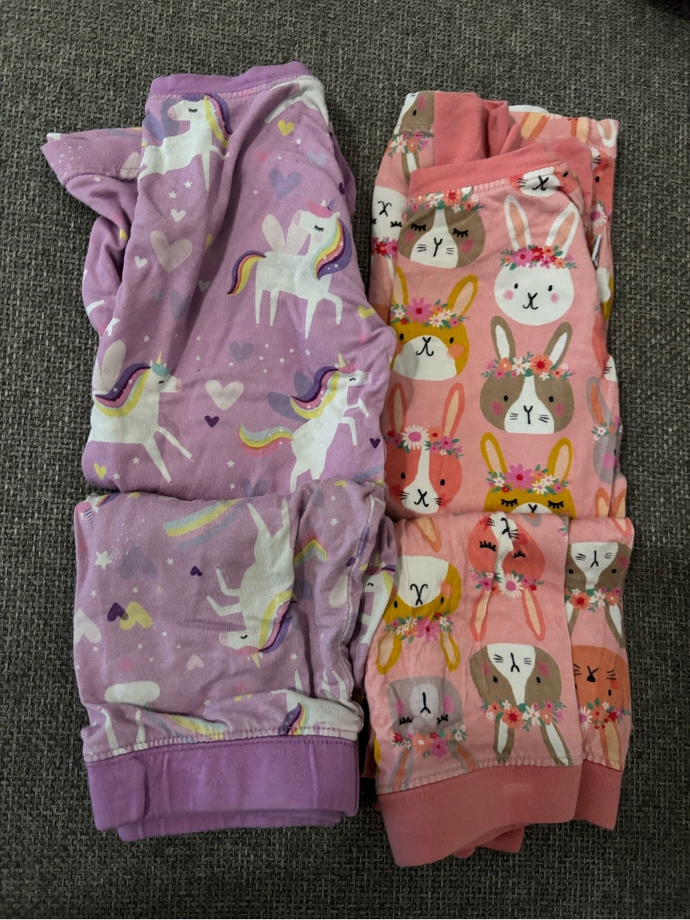 Little Sleepies Purple Unicorn & Pink Bunny Pajama Set